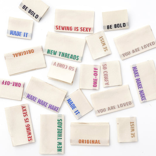 Metallic side seam labels 10 pack