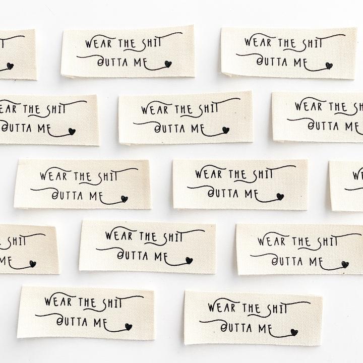 'Wear The Shit Outta Me' cotton labels 10 pack