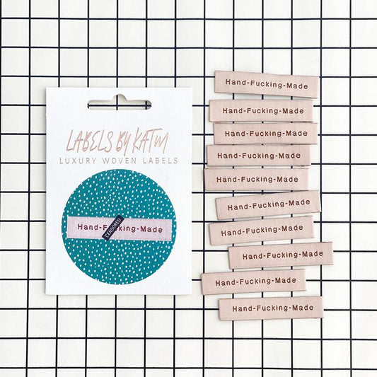 'Hand-Fu*king-Made' woven labels 10 pack